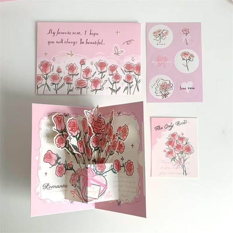 3D Rose Greeting Card