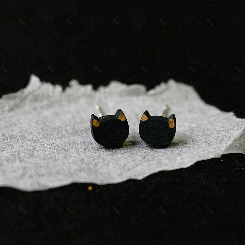 Black Gold Stud Earings