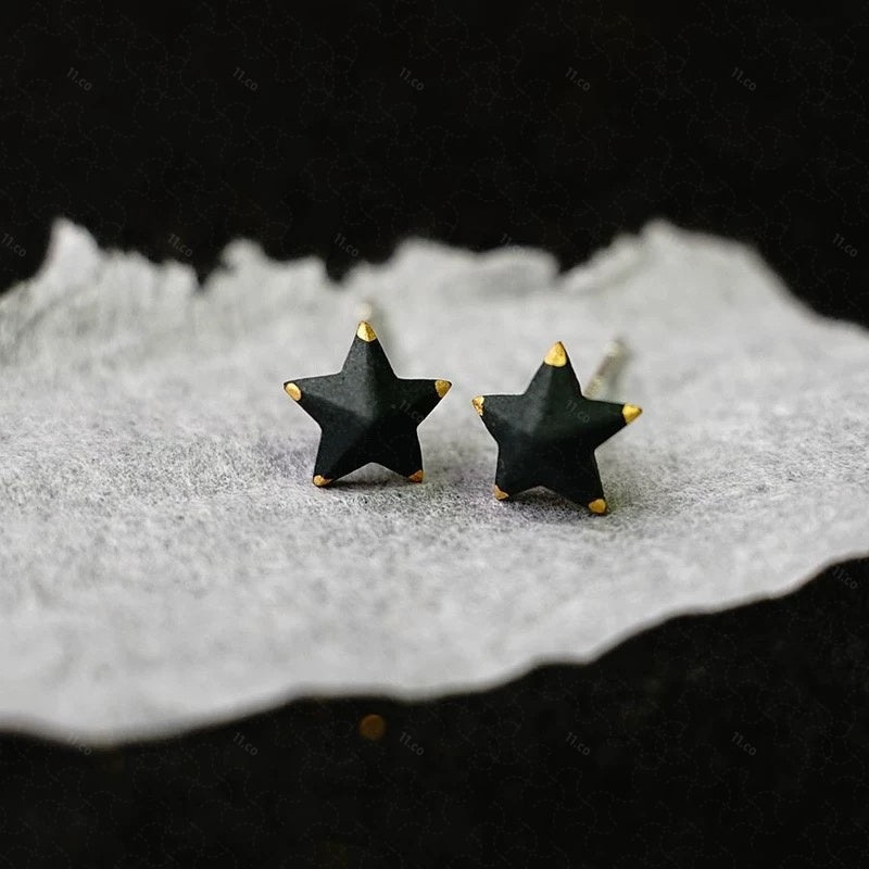 Black Gold Stud Earings