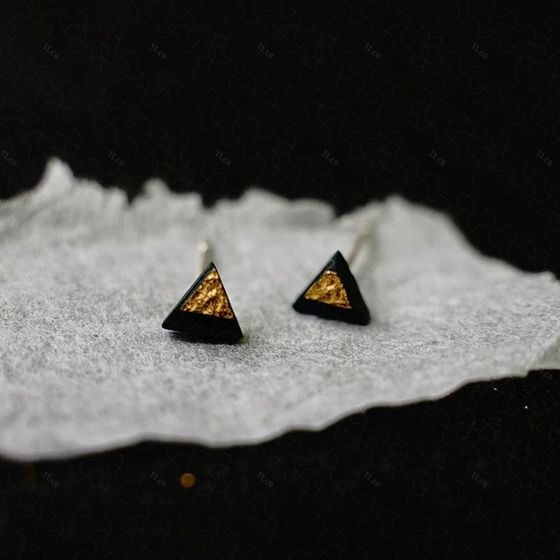 Black Gold Stud Earings