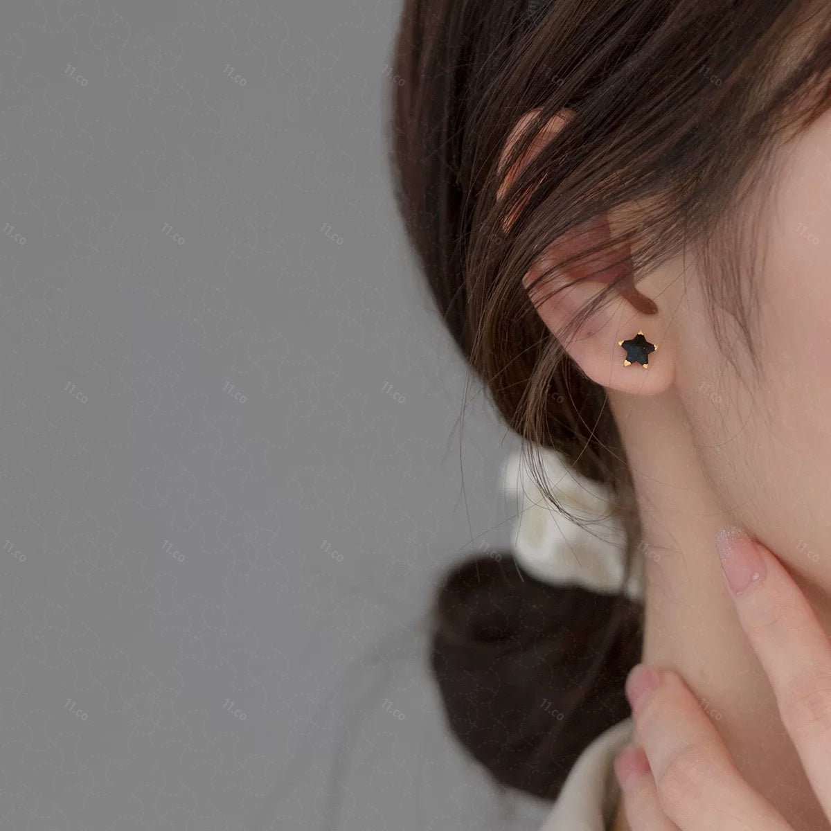 Black Gold Stud Earings