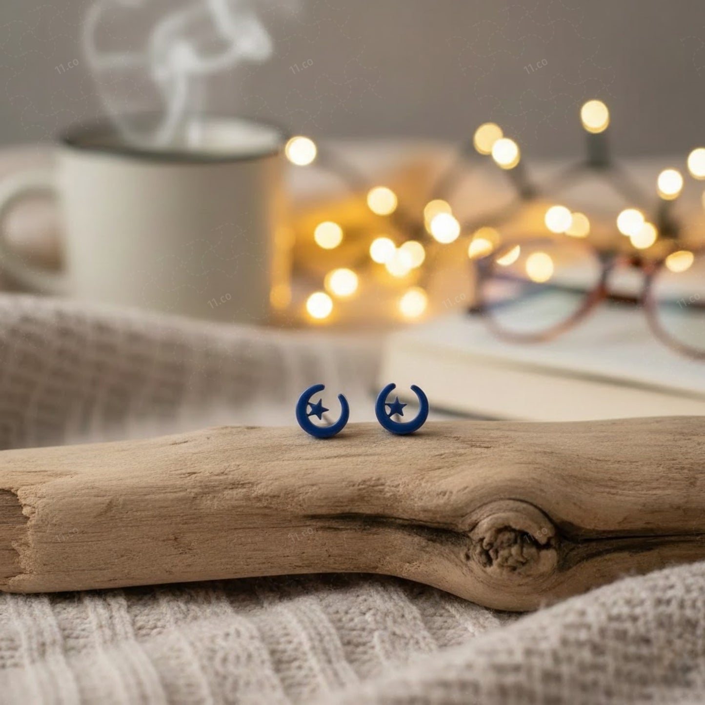 Moon & Star Stud Earrings