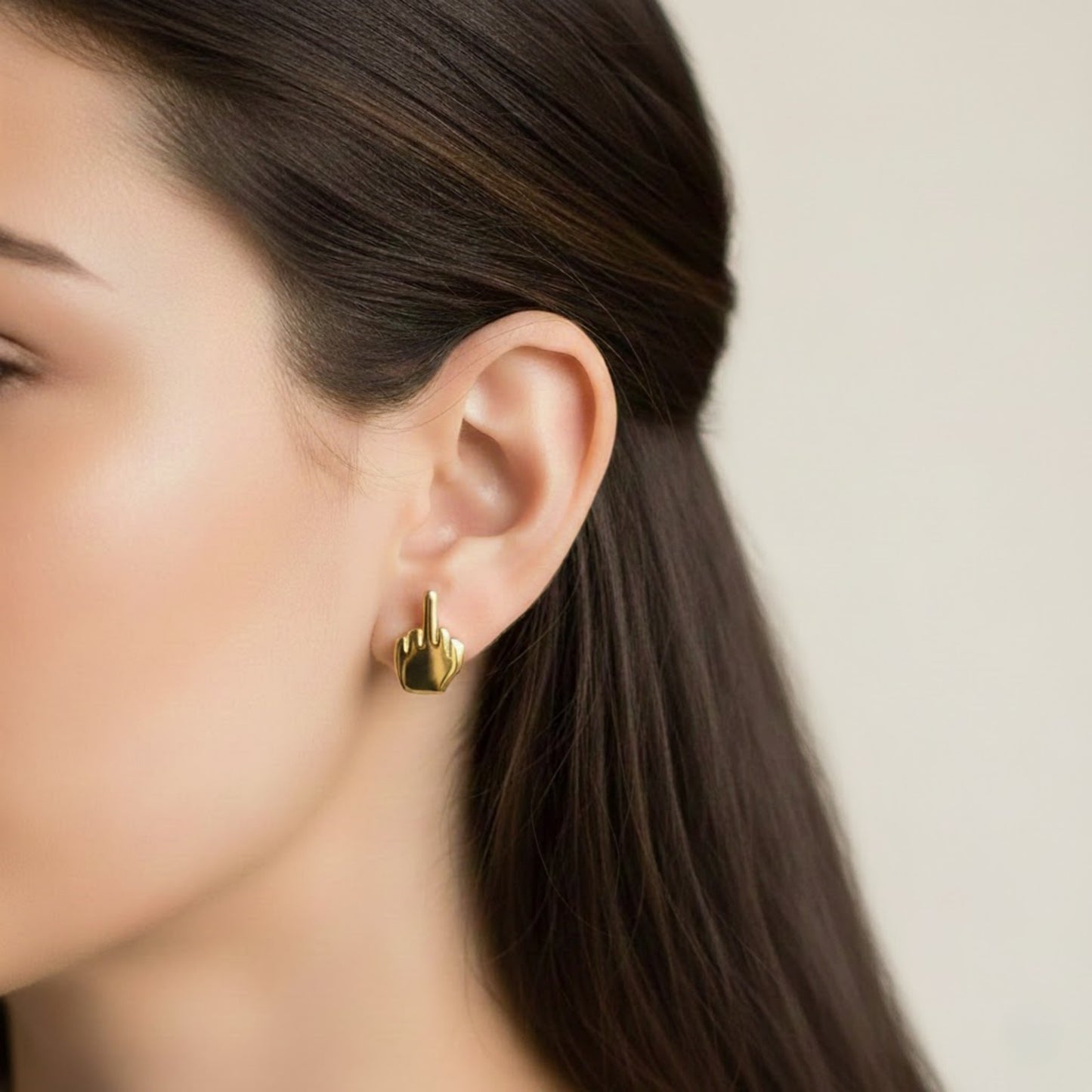 Middle Finger Stud Earings