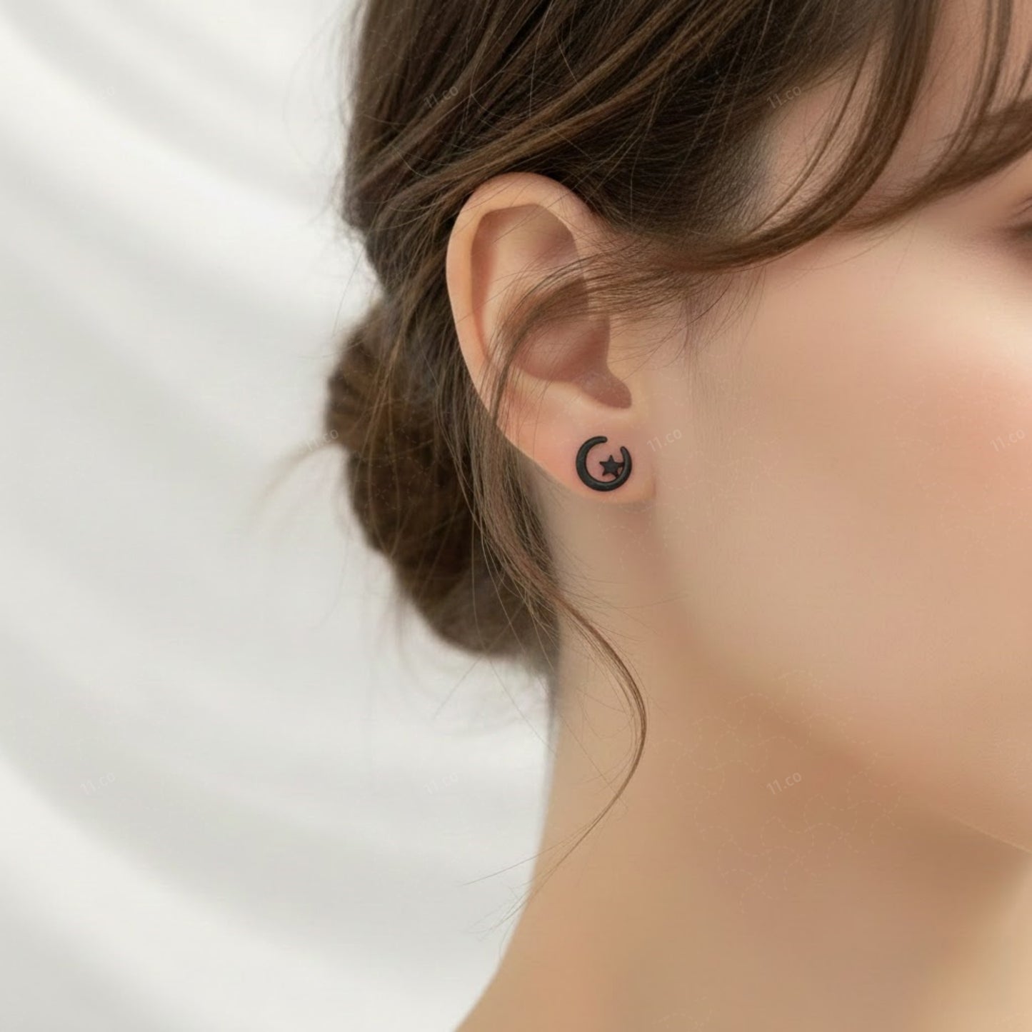 Moon & Star Stud Earrings