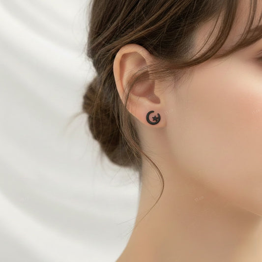 Moon & Star Stud Earrings