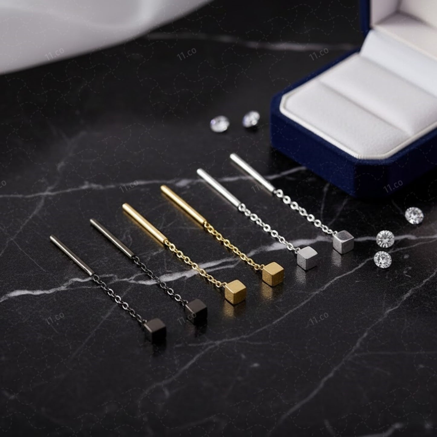 Cube Threader Earrings