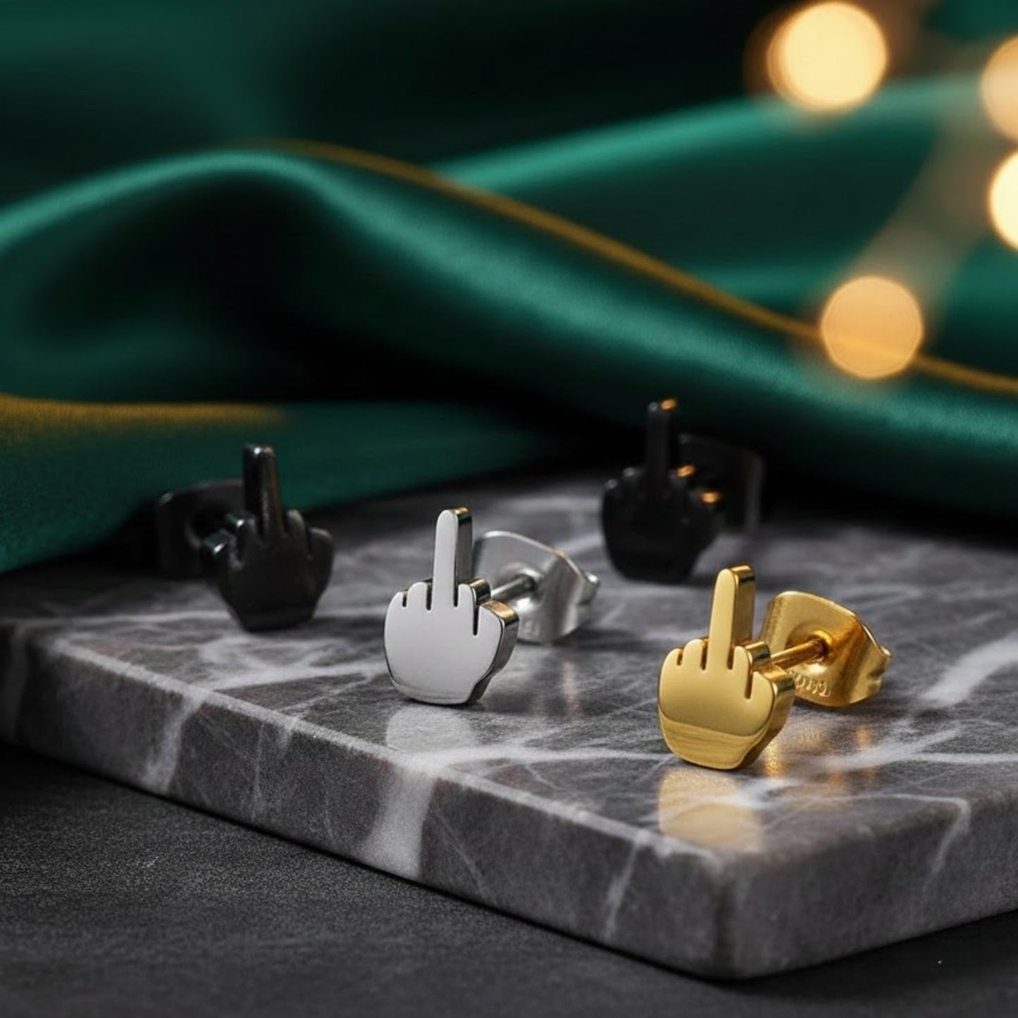 Middle Finger Stud Earings