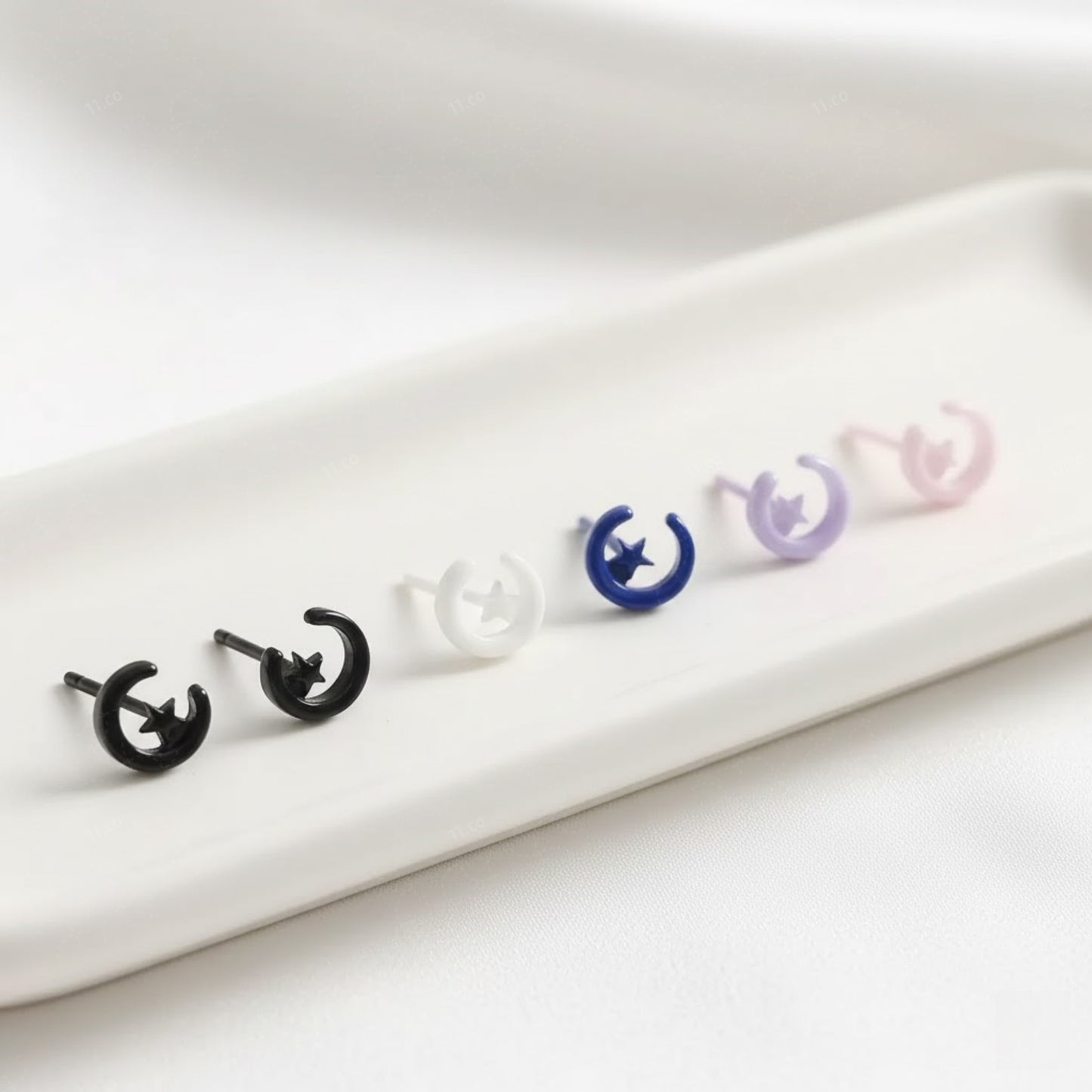 Moon & Star Stud Earrings