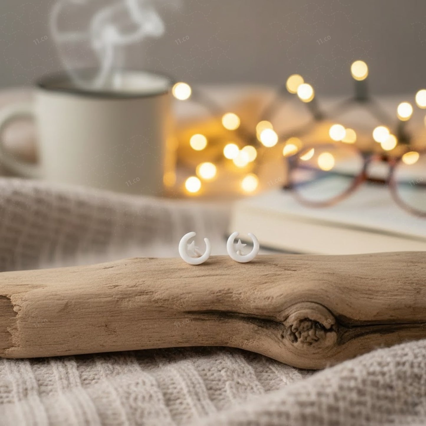 Moon & Star Stud Earrings