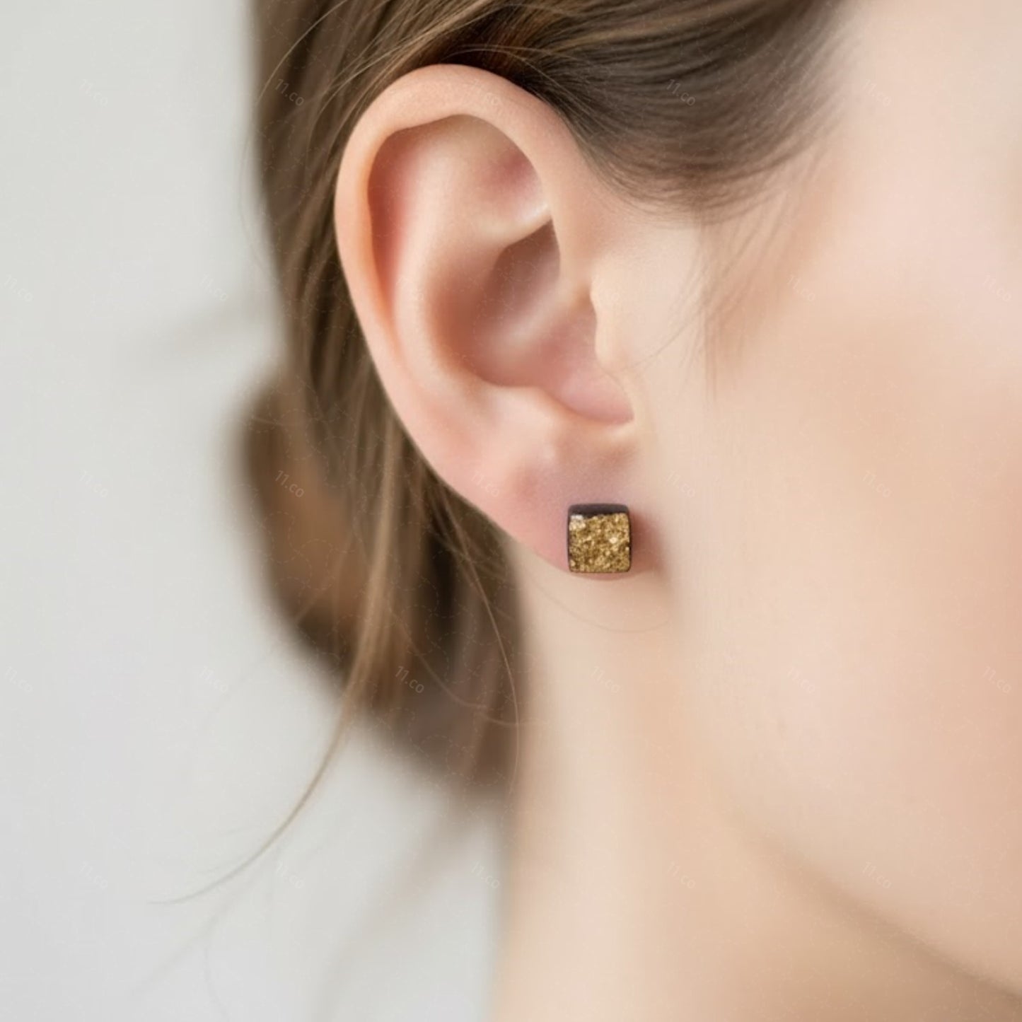 Black Gold Stud Earings